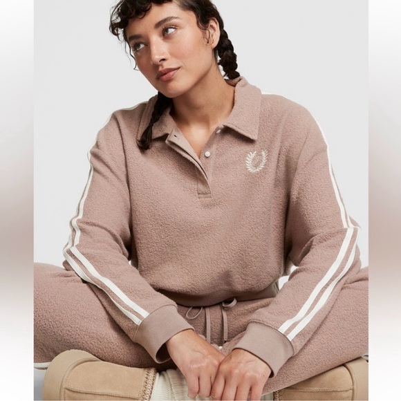 PINK Victoria's Secret Tops - VICTORIA'S SECRET PINK  FLEECE CROPPED POLO SWEATSHIRT. NWT